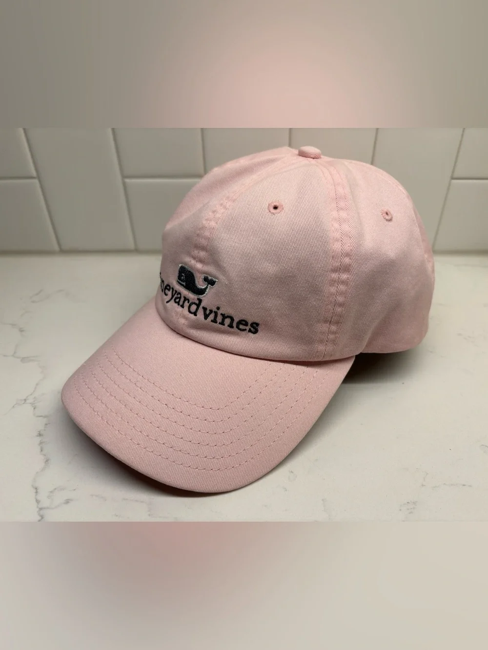 Vineyard Vines Pink Whale Cotton Strapback Baseball Cap Dad Hat